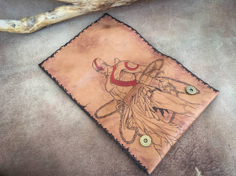 Leather tobacco pouch with pyrography God of War 