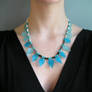 Blue Leaves necklace worn