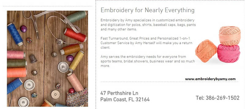 Embroidery Palm Coast | Embroidery by Amy