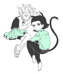 *Neko Elsa-chan x Neko Loki-chan*