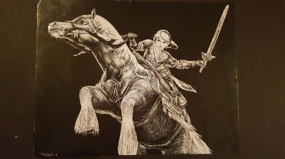 Link and Epona (Scratch Board)