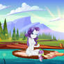 Rarity her pet they in the lake just relaxing!