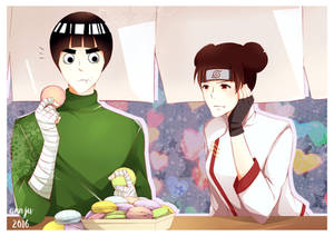 Rocklee x Tenten with Macaroons