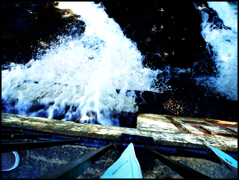 Water flowing from a dam