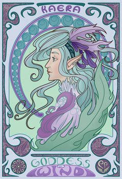 Goddess of Wind - Alphonse Mucha style