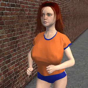 Dynamic Clothes Test - Loop - Busty Girl Running