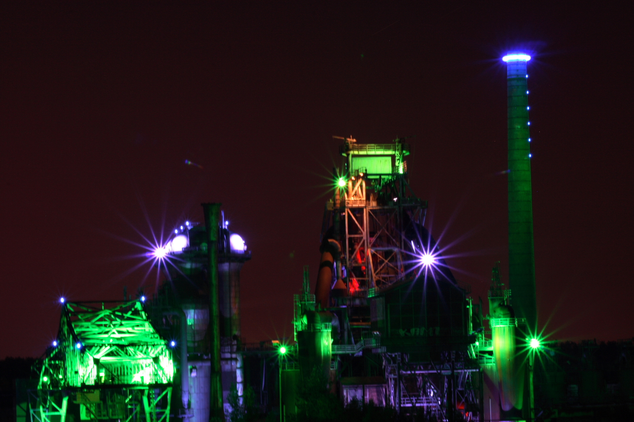 illuminated blast furnace