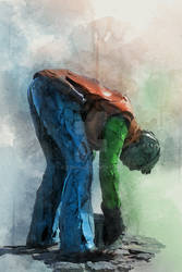 Large size poster of colored world statue - worker