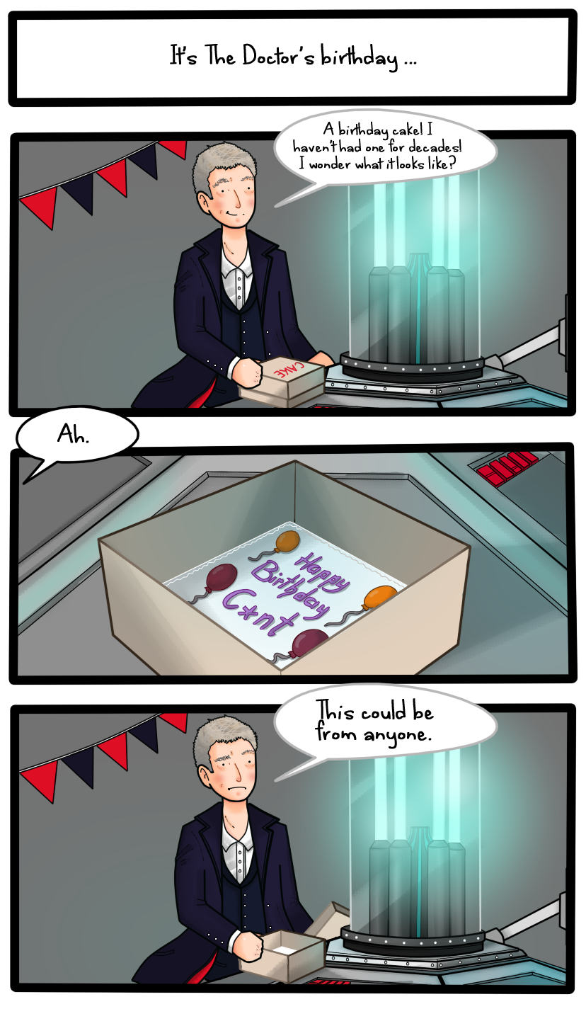 Birthday cake (Doctor Who/The Thick of It)