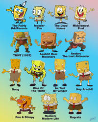 SpongeBob in Different Nickelodeon Art Styles