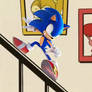 Sonic Sliding Down the Stairs