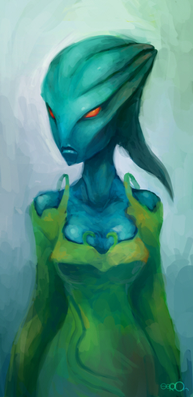 Blue alien woman