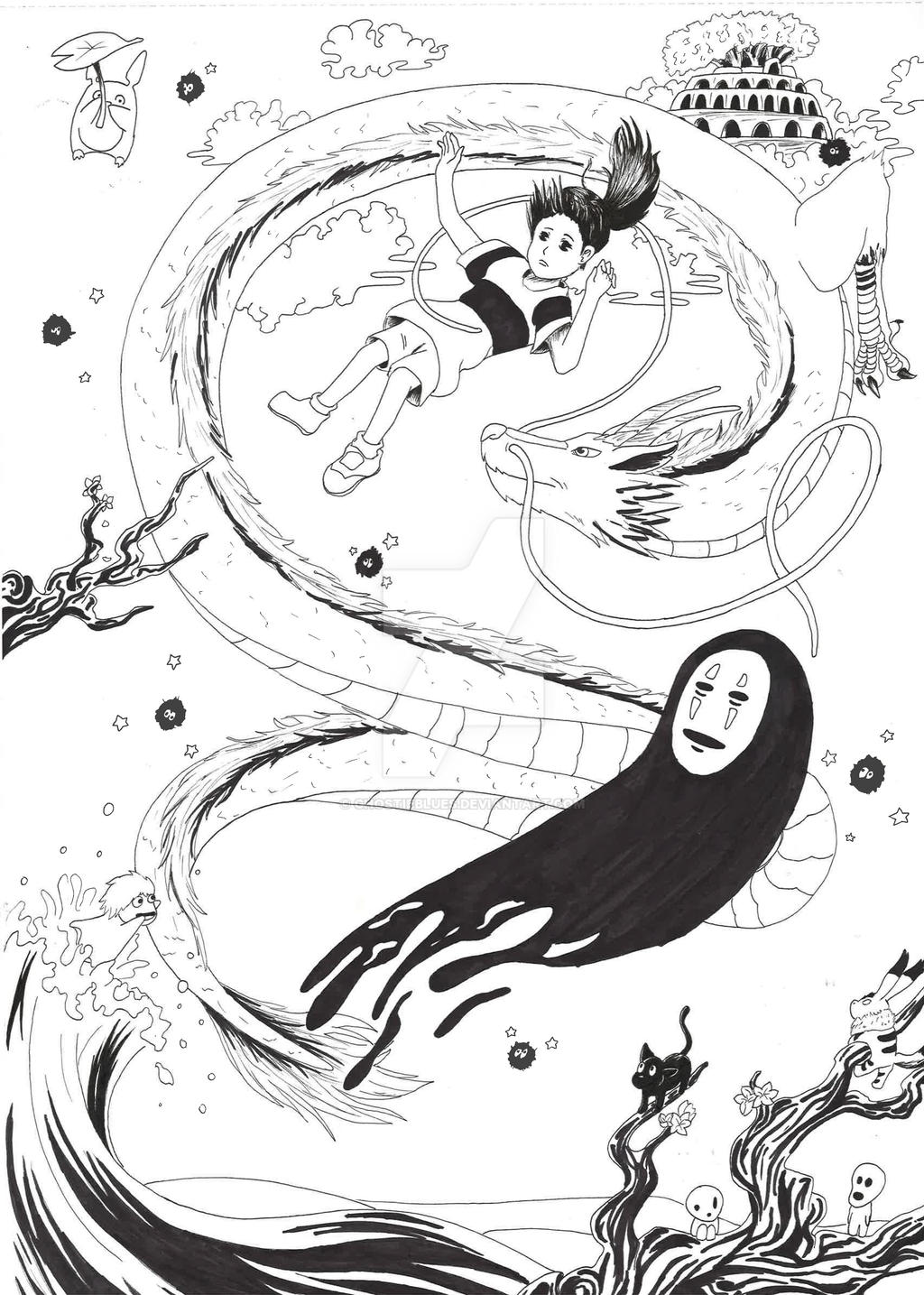 Studio Ghibli Ink drawing by GhostieBlues on DeviantArt