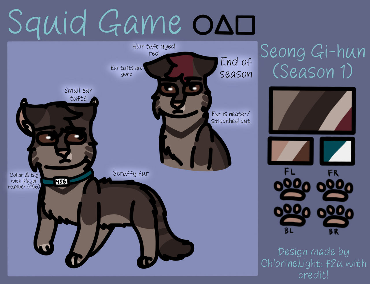 Seong Gi-hun Cat Design (S1) | Squid Game by ChlorineLight on DeviantArt