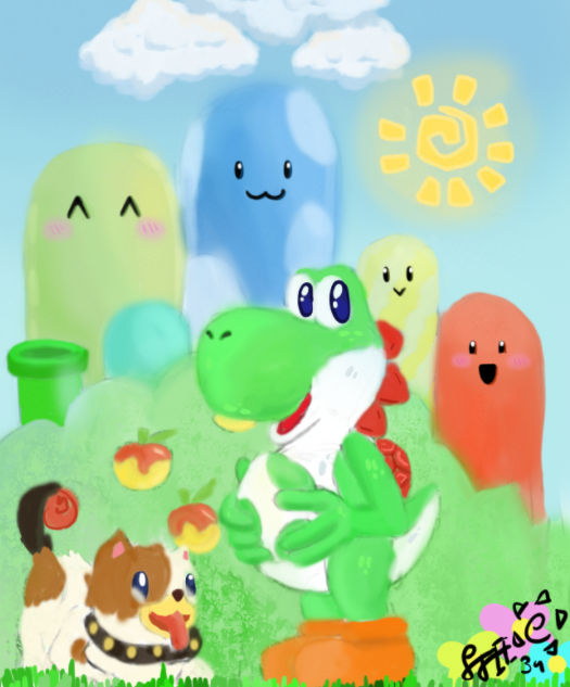 Yoshi and Poochy by XxSolarTheHedgehogxX on DeviantArt