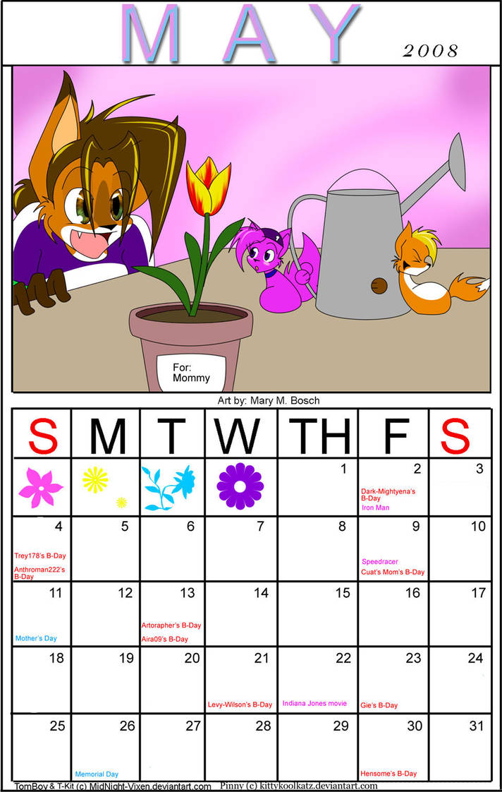 May 2008 Calendar by MidNightVixen on DeviantArt