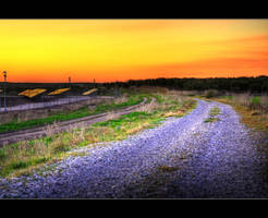 Old railroad at sunset, HDR.