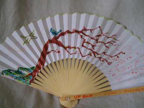 Birds in Tree Folding Fan