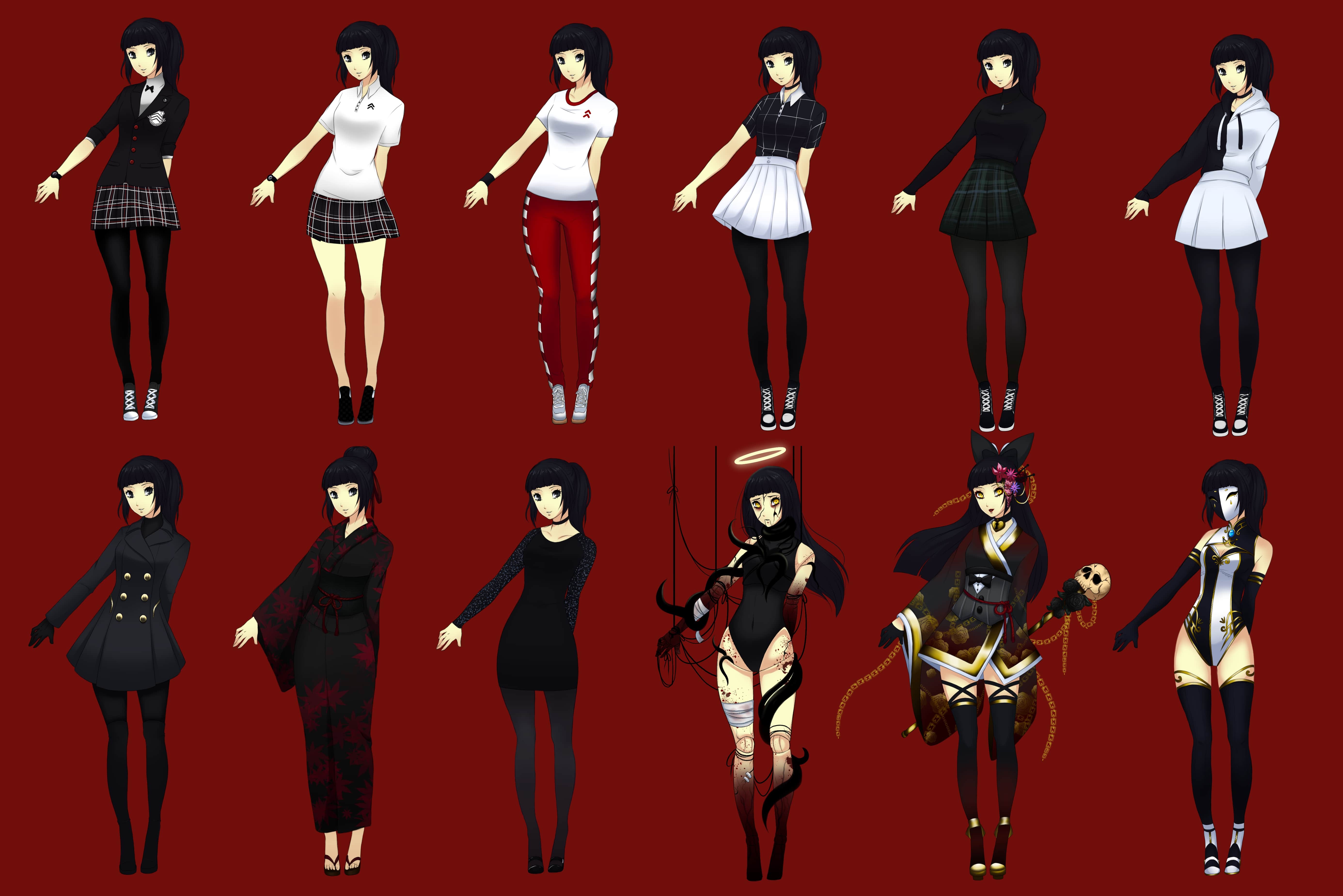 Yuna Sasaki (Persona 5 OC) Outfits by novavaermina on DeviantArt