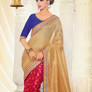 Beige-and-Fuchsia-Silk-Viscose-Half-N-Half-Saree-F