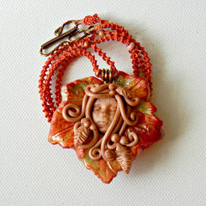 Autumn Goddess Pendant On Spiral Tattted Cord