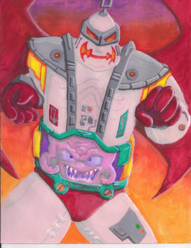 Krang and his android body in gouache. TMNT