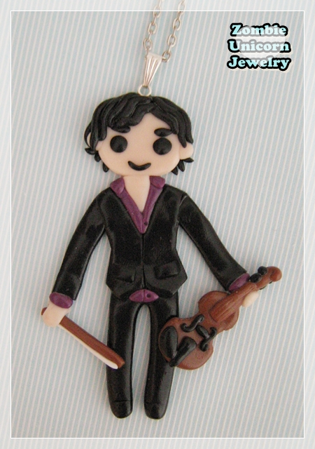 Sherlock Holmes with violin necklace