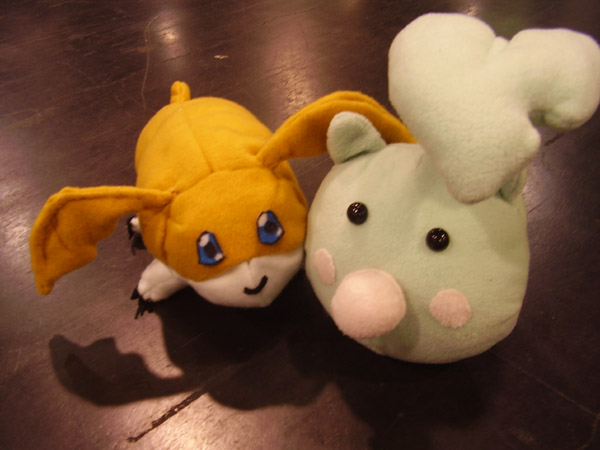 Leafmon and Patamon by lithele