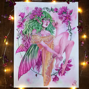 Pink Pixie watercolor painting