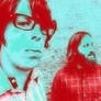 the black keys in red and blue