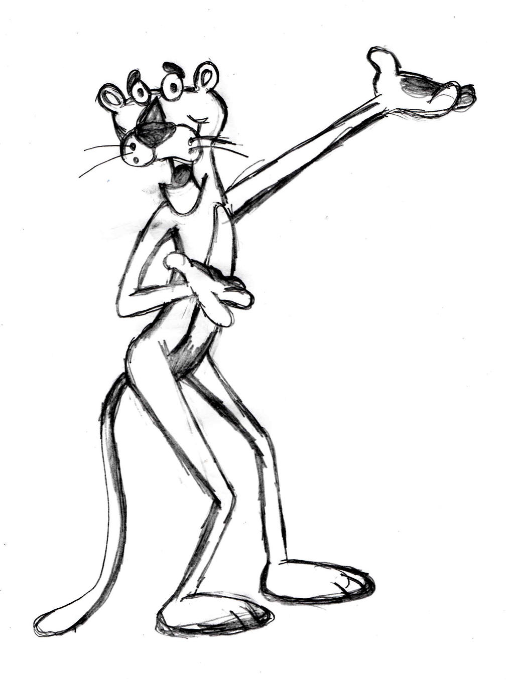 How to Draw Pink Panther  Cartoon Drawing Tutorial 