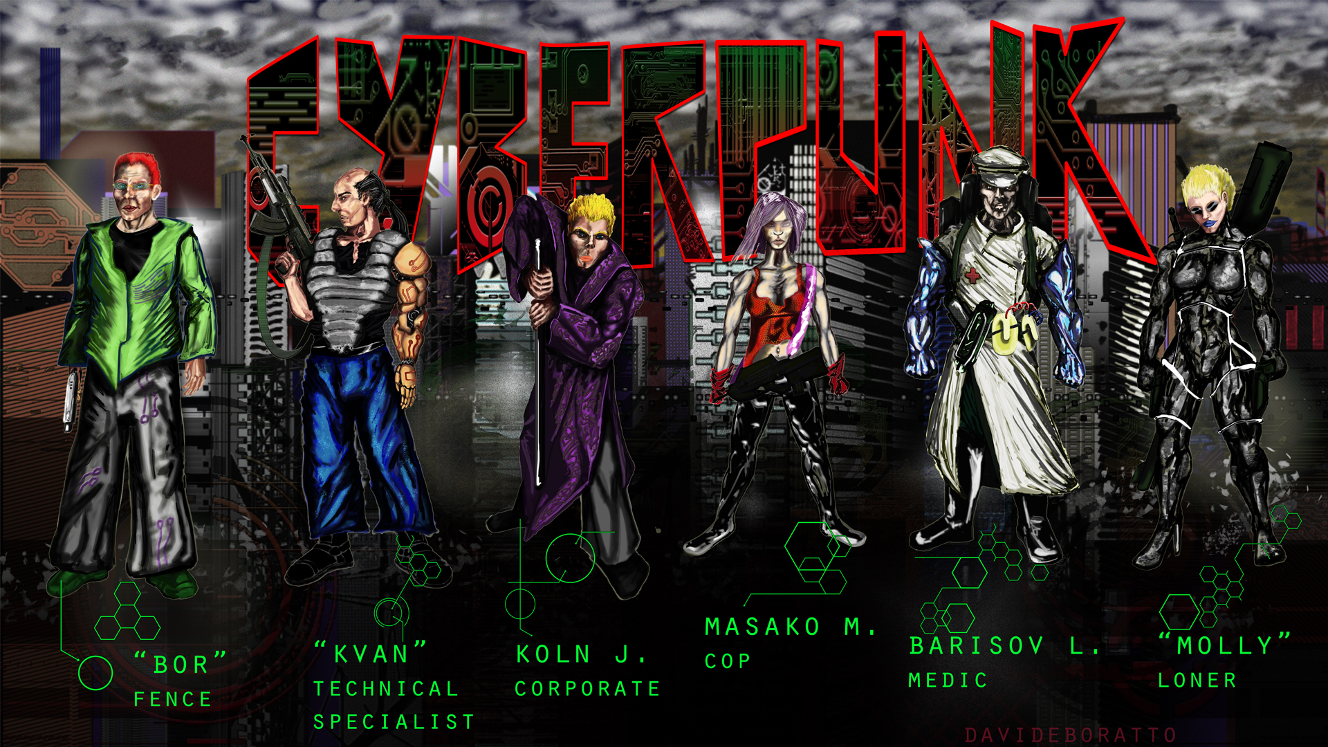 Do cyberpunk art anime characters by Daventersma