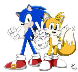 Sonic and Tails (Modern)--First Digital Drawing