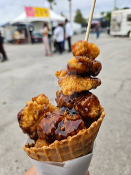 Teriyaki Fried Chicken in a Waffle Cone