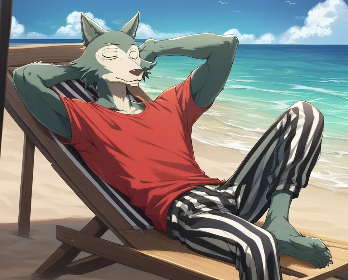 Legoshi relaxing at the Beach by CaptainHawpiVSpyro on DeviantArt