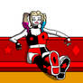 Harley Quinn Sitting and Relaxing (White Backdrop)