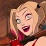 Harley Quinn with Bat and Pink Lipstick