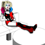 Harley Quinn Sitting and Relaxing without Shoes