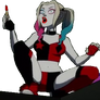 Harley Quinn Holding Red Lipstick (Transparent)