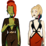 Harley Quinn and Poison Ivy Dressed Up and Chokers