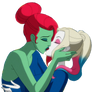 Harlivy Kissing Together with Performer Clothes