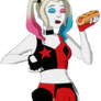 Harley Quinn Eating a Hot Dog (Transparent)