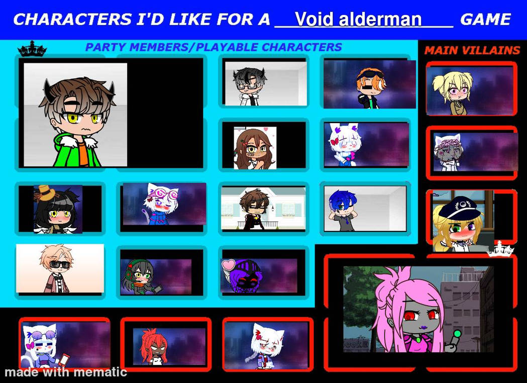 The cast of characters for my main OCS game by enderpervert on DeviantArt