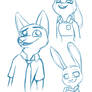 Zootopia Sketches, Nick and Judy