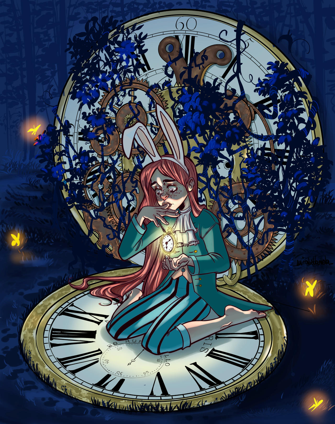 Clock Rabbit Bonnie Bunny and the clock by mirabellamela on DeviantArt