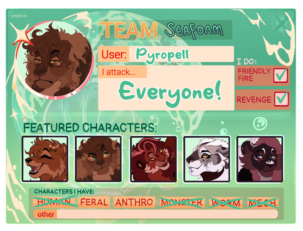 Art Fight 2024 Team Seafoam by Pyropell on DeviantArt Art Fight 2024 Team Seafoam by Pyropell on DeviantArt