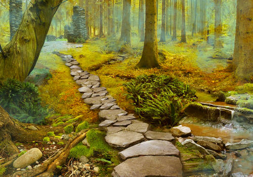 Premade mystical forest background 