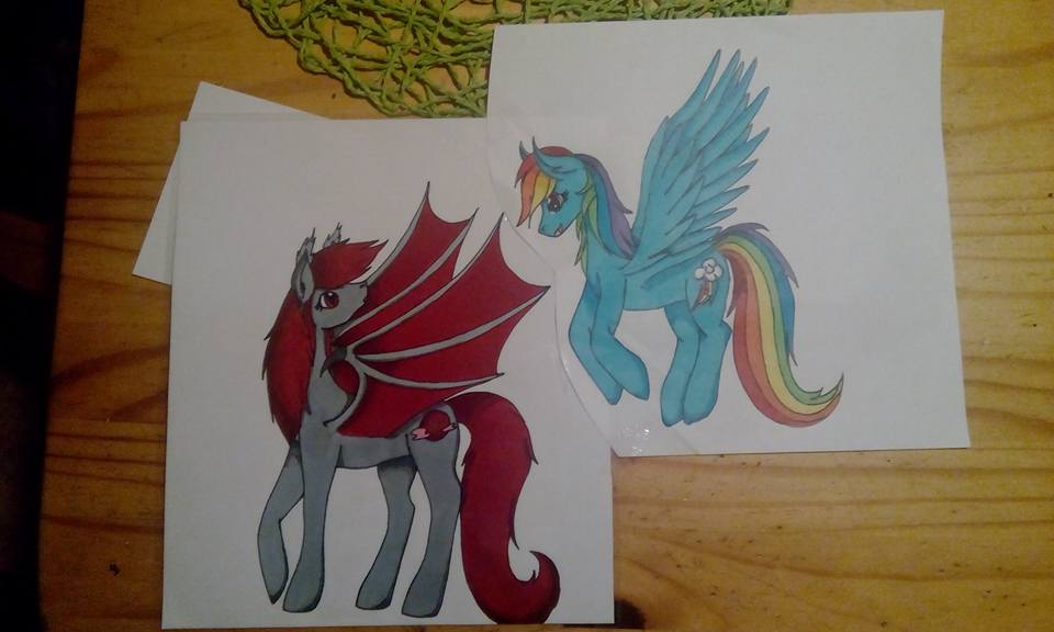 Red Moon Hawk and Rainbow dash