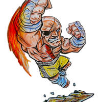 Sagat from a bootleg Street Fighter Coloring Book