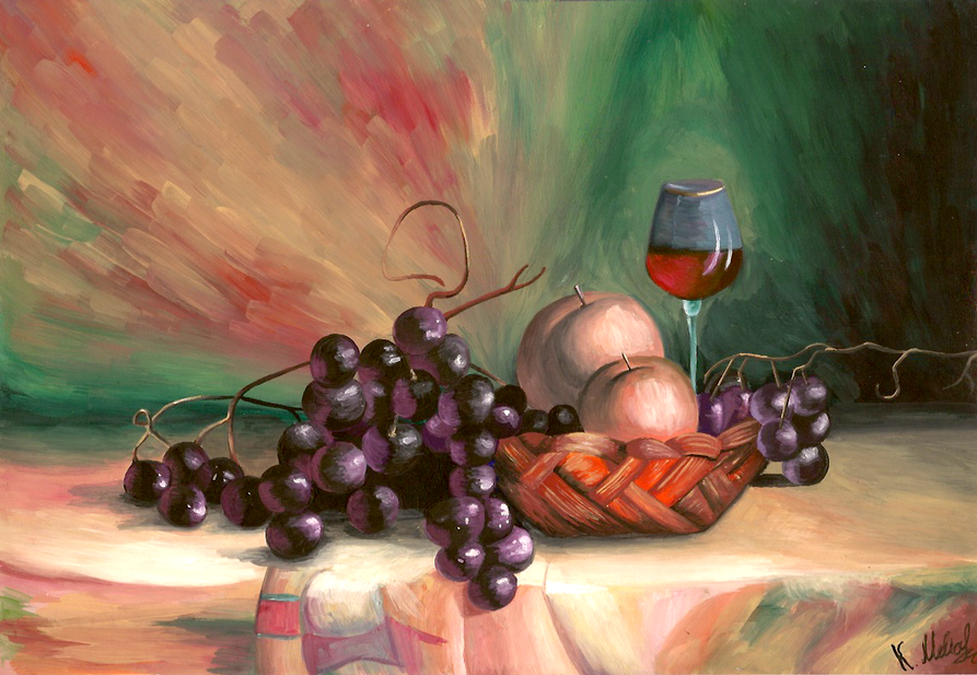 Still life 3: Grape and wine